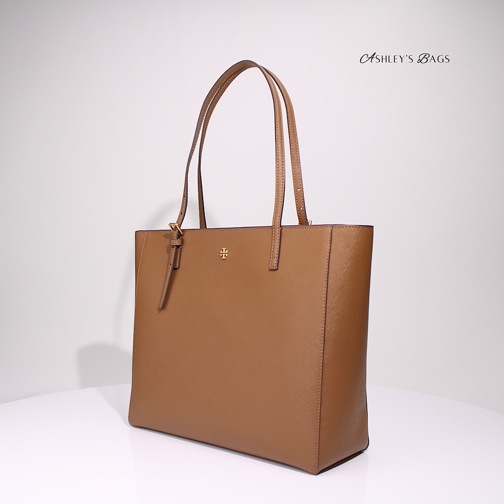 Tory Burch Large Leather Emerson Tote In Moose Brown - Picture 2 of 8